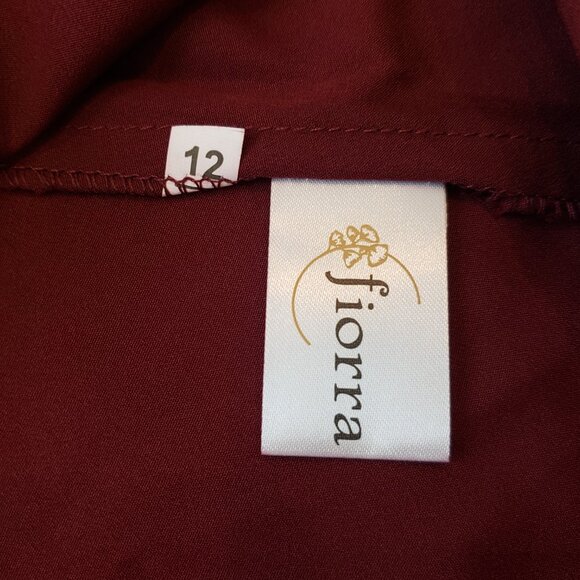 Fiorra Maroon Poly Crepe Straight Kurta With Gold Trim Accent on Front Large - Picture 8 of 9